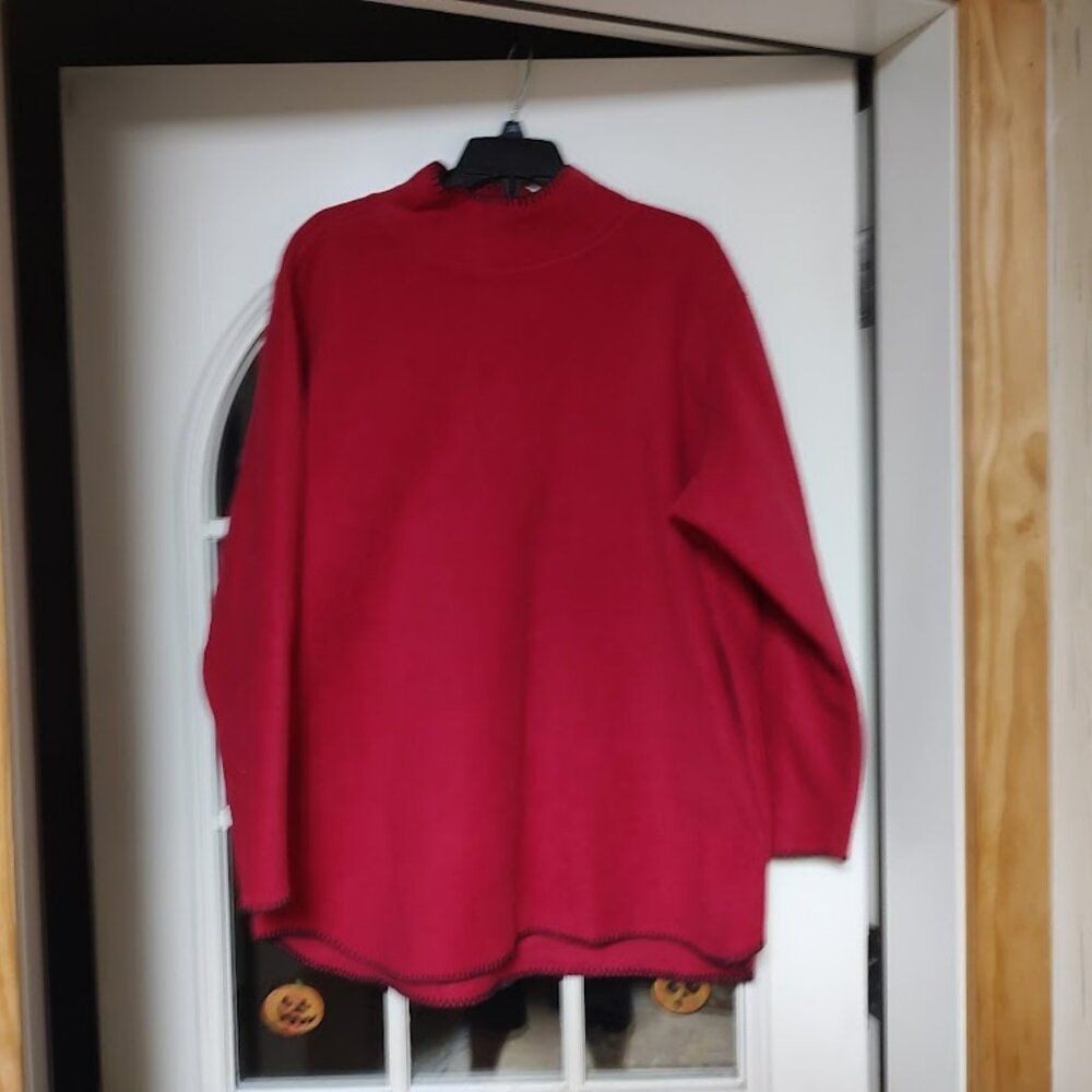 Basic Editions Fleece High Neck Long Sleeve Fuchsia Colored Top Size Women's 2X